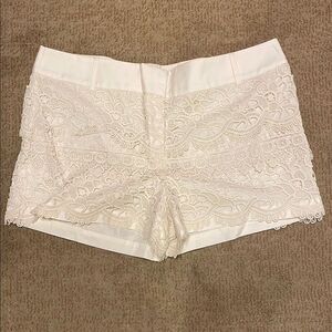 LOFT Women's Lace Overlay Shorts - Cream